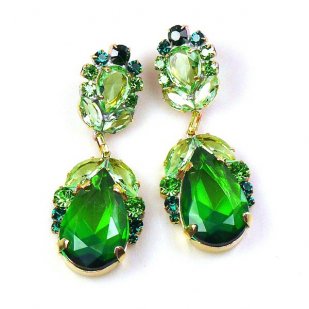 Iris Earrings Pierced ~ Peridot Green Emerald
