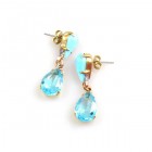 Droplets Earrings for Pierced Ears ~ Aqua Opaque Turquoise