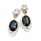 Ovals Clips-on Earrings ~ Crystal Black