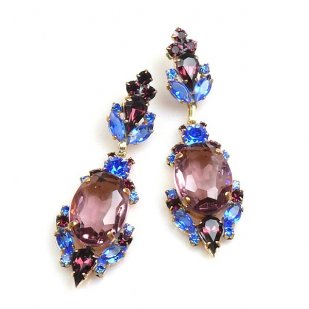 Mythique Earrings for Pierced Ears ~ Blue with Purple