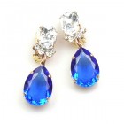 Effervescence Earrings with Clips ~ Blue Clear Crystal