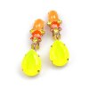 Neon Flame Clips Earrings ~ Yellow Orange