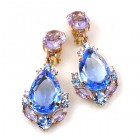 Toccata Earrings Clips ~ Light Sapphire with Violet