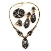Lady Cameo Parure Set with Ring and Brooch ~ Anthracite Cameo