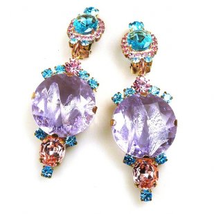 Taj Mahal Earrings Clips ~ Violet Multicolor