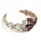 Aztec Sun Headband Tiara ~ Clear Crystal and Purple