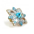Star Rhinestone Ring ~ Crystal with Aqua