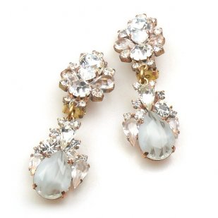 Timeless Clips on Earrings ~ Crystal with Silver White
