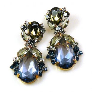 Iris Earrings Pierced ~ Extra Montana Blue and Grey