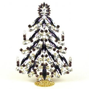 2021 Xmas Tree Decoration 18cm Navettes ~ Purple Clear