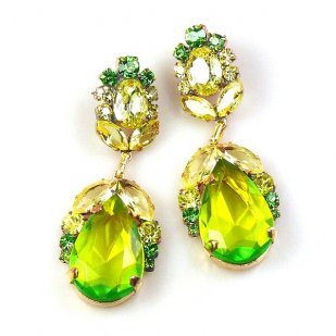 Iris Earrings Pierced ~ Melon Green Yellow