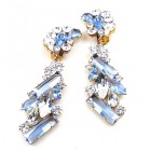 Ffion Earrings Clips-on ~ Sapphire and Clear Crystal