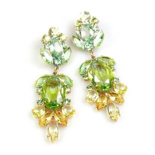 Iris Grande Pierced Earrings ~ Green Yellow