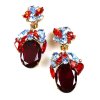Fiore Clips Earrings ~ Ruby Red with Sapphire