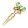 Hairpin Bobbi with Butterfly ~ Green Yellow