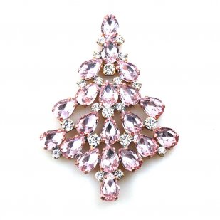 Brooch Teardrops Tree 7cm ~ Pink Clear*