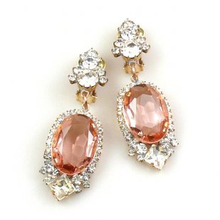 Ovals Clips-on Earrings ~ Crystal Pink