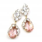 Fountain Earrings for Pierced Ears ~ Clear with Pink