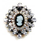 Cameo Brooch ~ Clear Crystal and Black