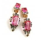 Allisa Earrings Clips ~ Pink with Smoke