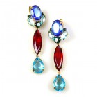 Marina Pierced Earrings ~ Blue Red Aqua