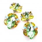 Floralie Earrings II Pierced ~ Peridot Yellow with AB*