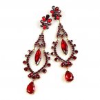Extra Long Dangling Earrings Pierced ~ Ruby Red