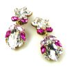 Floralie Earrings Clips ~ Clear Crystal Fuchsia*