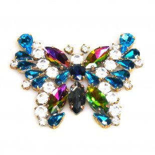 Butterfly Multicolor Brooch ~ Aqua Vitrail*