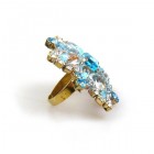 Star Rhinestone Ring ~ Crystal with Aqua
