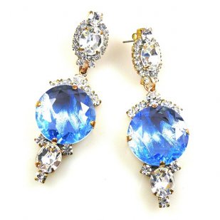 Taj Mahal Earrings Pierced ~ Clear with Silver Sapphire