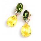 Effervescence Earrings for Pierced Ears ~ Silver Yellow Olive