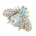 Bumblebee Brooch ~ Clear Crystal Aqua