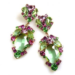 Mythique Extra Earrings for Pierced Ears ~ Green Pink