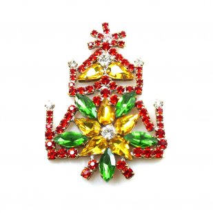 One Flower Tree Brooch 8cm ~ Yellow Green Red*