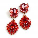 Aztec Sun Earrings Pierced ~ Red