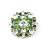Round Brooch ~ Peridot Green with Clear Crystal
