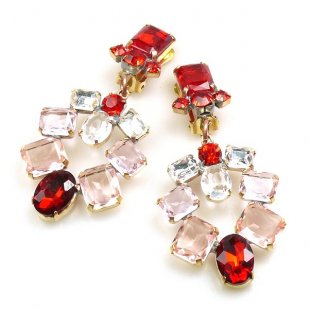 Xia Earrings Clips ~ Red Pink