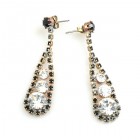 Dangling Pierced Earrings #1 ~ Black and Clear Crystal