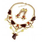 Picasso Jewelry Set with Earrings ~ Maroon with Colors