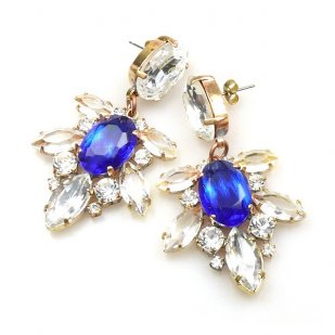 Xantypa Earrings Pierced ~ Clear Crystal with Blue