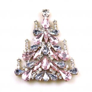 Xmas Tree Brooch #03 ~ Pink Violet Clear*