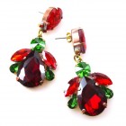 Beaute Earrings Pierced ~ Red with Green*
