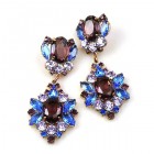 Aztec Sun Earrings Pierced ~ Purple Blue Violet