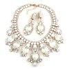 Absolue Necklace Set with Earrings ~ Opaque White and Crystal