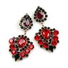 Lioness Pierced Earrings ~ Red Black