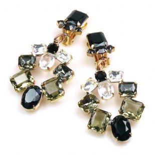 Xia Earrings Clips ~ Black Smoke Crystal