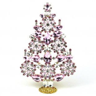 2021 Xmas Tree Stand-up Decoration 22cm ~ Pink Clear