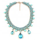 Raindrops Necklace ~ Opaque Turquoise with Sapphire