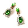 Little Bells Earrings Clips ~ Green Clear*